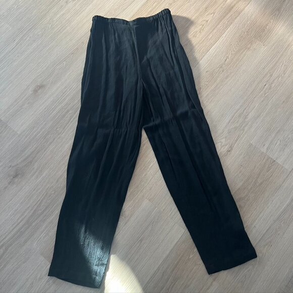 Eileen Fisher Size Small Pull Linen Knit Ankle Pant Straight Leg Lagenlook